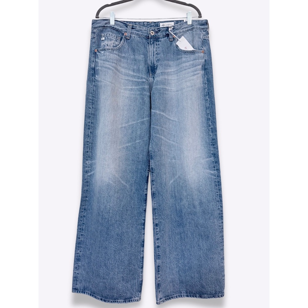 AG Adriano Goldschmied Adria Low Rise Wide Leg Jeans Stockholm Wash NWT Size 32